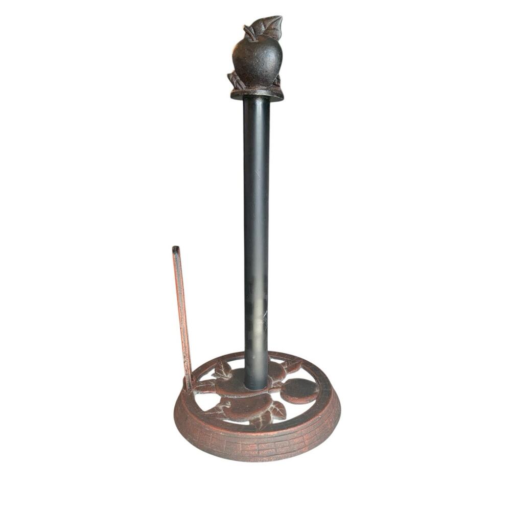 Apple Cast Iron Paper Towel Holder Farmhouse Kitchen Decor 15" Freestanding - Picture 7 of 11